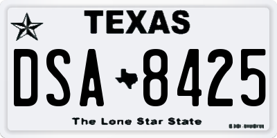 TX license plate DSA8425