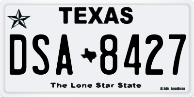 TX license plate DSA8427