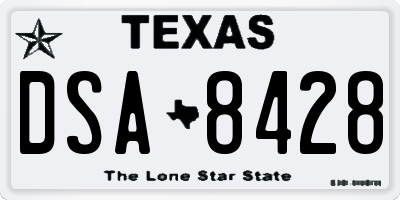 TX license plate DSA8428