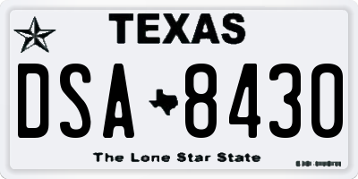 TX license plate DSA8430