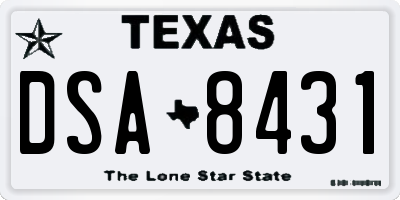 TX license plate DSA8431