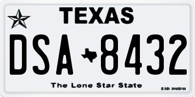 TX license plate DSA8432