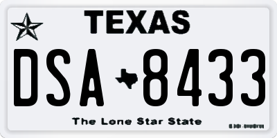 TX license plate DSA8433
