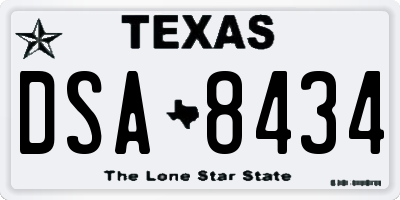 TX license plate DSA8434