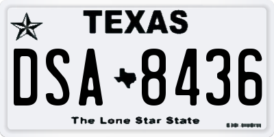 TX license plate DSA8436