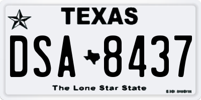 TX license plate DSA8437
