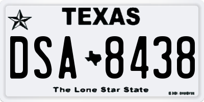 TX license plate DSA8438