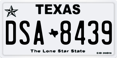 TX license plate DSA8439