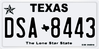 TX license plate DSA8443