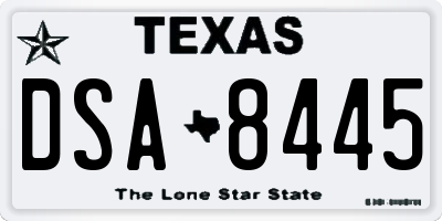 TX license plate DSA8445