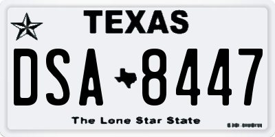 TX license plate DSA8447