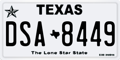 TX license plate DSA8449