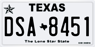 TX license plate DSA8451