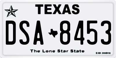TX license plate DSA8453