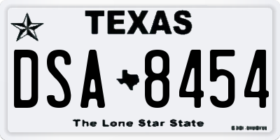 TX license plate DSA8454