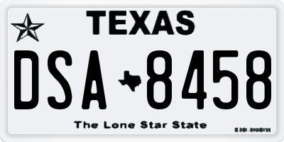 TX license plate DSA8458