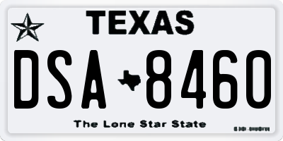 TX license plate DSA8460