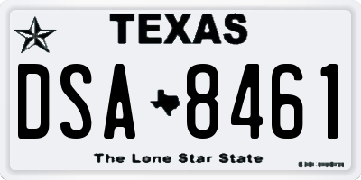 TX license plate DSA8461