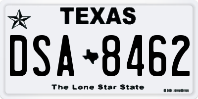 TX license plate DSA8462