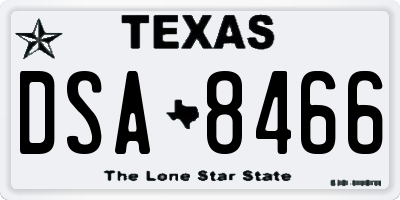 TX license plate DSA8466