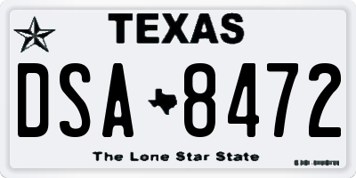 TX license plate DSA8472