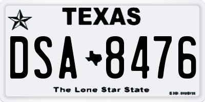TX license plate DSA8476