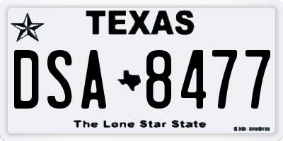 TX license plate DSA8477