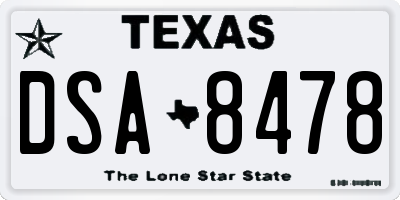 TX license plate DSA8478