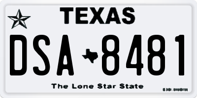 TX license plate DSA8481