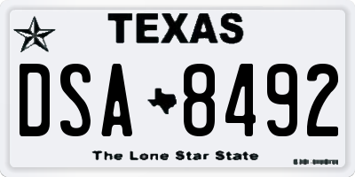 TX license plate DSA8492