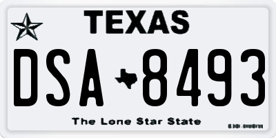 TX license plate DSA8493