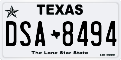 TX license plate DSA8494