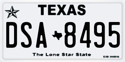 TX license plate DSA8495