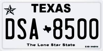 TX license plate DSA8500