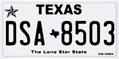 TX license plate DSA8503