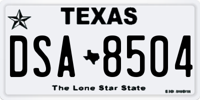 TX license plate DSA8504
