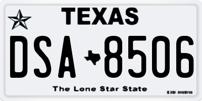 TX license plate DSA8506