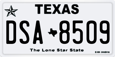 TX license plate DSA8509