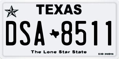 TX license plate DSA8511