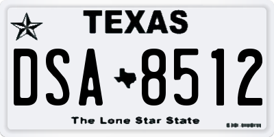 TX license plate DSA8512