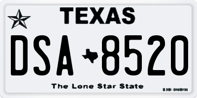 TX license plate DSA8520