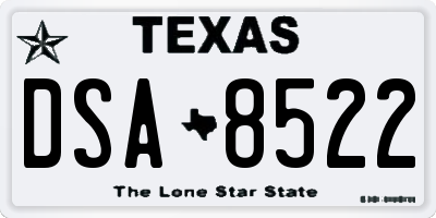 TX license plate DSA8522