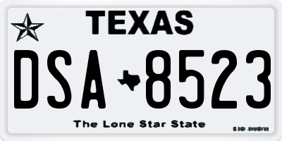 TX license plate DSA8523