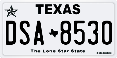 TX license plate DSA8530