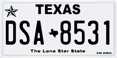 TX license plate DSA8531