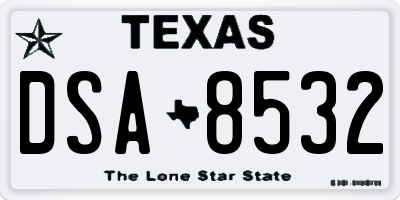 TX license plate DSA8532