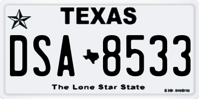 TX license plate DSA8533
