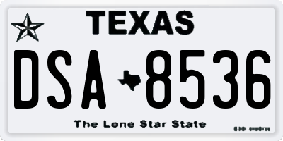 TX license plate DSA8536