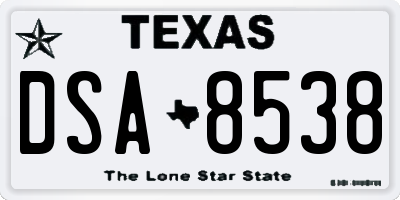 TX license plate DSA8538