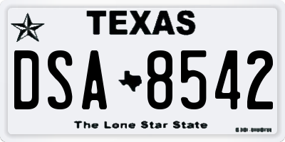 TX license plate DSA8542